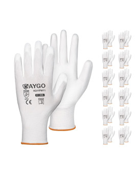 Kaygo Safety Work Gloves Pu Coated12 Pairs Kg11Pb Seamless Knit Glove With Polyurethane Coated Smooth Grip On Palm Fingers