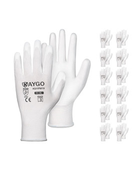 Kaygo Safety Work Gloves Pu Coated12 Pairs Kg11Pb Seamless Knit Glove With Polyurethane Coated Smooth Grip On Palm Fingers