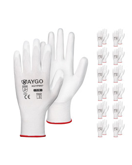 Kaygo Safety Work Gloves Pu Coated12 Pairs Kg11Pb Seamless Knit Glove With Polyurethane Coated Smooth Grip On Palm Fingers