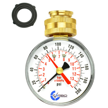 Carbo Instruments 212 Pressure Gauge Water Pressure Test Gauge 34 Female Hose Thread 0200 Psi With Red Pointer