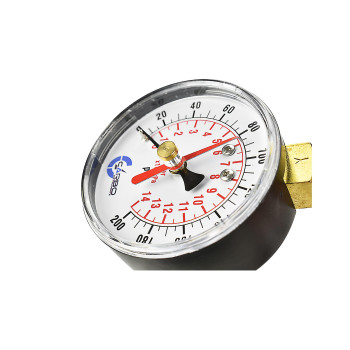 Carbo Instruments 212 Pressure Gauge Water Pressure Test Gauge 34 Female Hose Thread 0200 Psi With Red Pointer