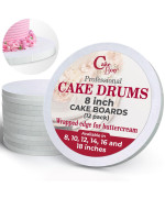 Cake Boards By Cakebon Sturdy 12 Inch Cake Drums 8 Inch Cake Board Professional Fully Wrapped Edges White 12Pack 8 Inch