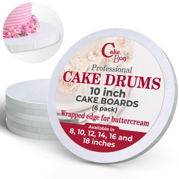 Cake Boards By Cakebon Sturdy 12 Inch Thick Cake Drums Professional Fully Wrapped Edges White 6Pack Cake Base Cake Board