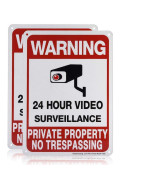 Sheenwang 2Pack Private Property No Trespassing Sign Video Surveillance Signs Outdoor Uv Printed 040 Mil Rust Free Aluminum