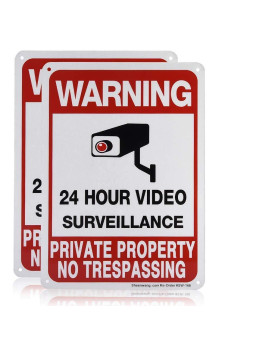 Sheenwang 2Pack Private Property No Trespassing Sign Video Surveillance Signs Outdoor Uv Printed 040 Mil Rust Free Aluminum