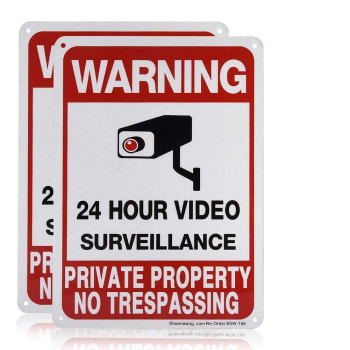 Sheenwang 2Pack Private Property No Trespassing Sign Video Surveillance Signs Outdoor Uv Printed 040 Mil Rust Free Aluminum