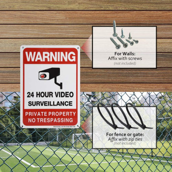 Sheenwang 2Pack Private Property No Trespassing Sign Video Surveillance Signs Outdoor Uv Printed 040 Mil Rust Free Aluminum