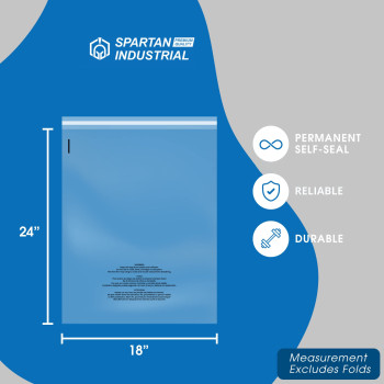 Spartan Industrial 18 X 24 100 Count Self Seal Clear Poly Bags With Suffocation Warning For Packaging T Shirts Fba