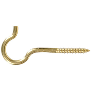 Hillman 321244 0.192 x 3.37 in. Solid Brass Screw Hook Pack of 25