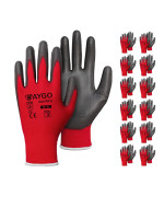 Kaygo Safety Work Gloves Pu Coated12 Pairs Seamless Knit Glove With Polyurethane Coated Smooth Grip On Palm Fingers For Men