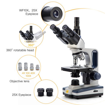 Swift Trinocular Compound Microscope Sw350T 40X2500X Magnification Siedentopf Head Researchgrade Twolayer Mechanical Stage 1