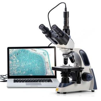 Swift Sw380T 40X2500X Researchgrade Trinocular Compound Lab Microscope With 13Mp Camera And Software Windows And Mac Compatib