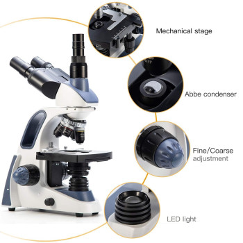 Swift Sw380T 40X2500X Researchgrade Trinocular Compound Lab Microscope With 13Mp Camera And Software Windows And Mac Compatib