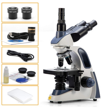 Swift Sw380T 40X2500X Researchgrade Trinocular Compound Lab Microscope With 13Mp Camera And Software Windows And Mac Compatib