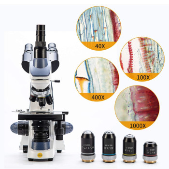 Swift Sw380T 40X2500X Researchgrade Trinocular Compound Lab Microscope With 13Mp Camera And Software Windows And Mac Compatib