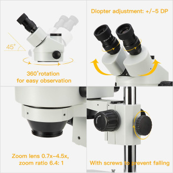 Swift Trinocular Stereo Zoom Microscope With 56Bulb Led Ring Light 35X90X Magnification Wf10X Eyepieces 07X45X Zoom Object