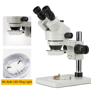 Swift Trinocular Stereo Zoom Microscope With 56Bulb Led Ring Light 35X90X Magnification Wf10X Eyepieces 07X45X Zoom Object