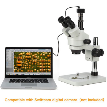 Swift Trinocular Stereo Zoom Microscope With 56Bulb Led Ring Light 35X90X Magnification Wf10X Eyepieces 07X45X Zoom Object