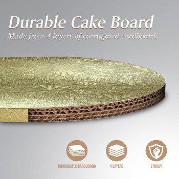 Cake Boards By Cakebon Sturdy 12 Inch Cake Drums 8 Inch Gold Cake Board Professional Smooth Straight Edges 12Pack 8 Inch