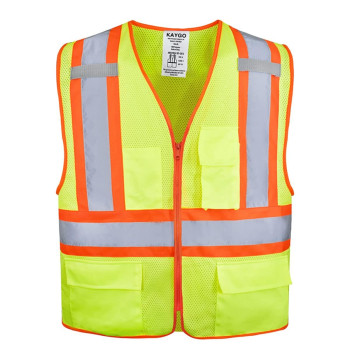 Kaygo High Visibility Safety Vests Kg0100 Reflective Vest With Pockets And Zipper Ansi Type R Class 2 Not Frxl Yellow