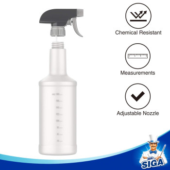 Mrsiga 24 Oz Empty Plastic Spray Bottles For Cleaning Solutions Heavy Duty Household Reusable Spray Bottles With Measurements