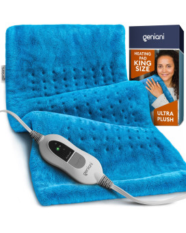 Geniani Extra Large Electric Heating Pad For Back Pain And Cramps Relief Auto Shut Off Soft Heat Pad For Moist Dry Therapy