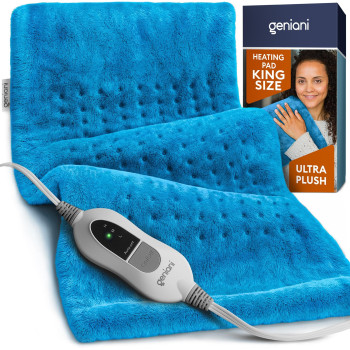 Geniani Extra Large Electric Heating Pad For Back Pain And Cramps Relief Auto Shut Off Soft Heat Pad For Moist Dry Therapy