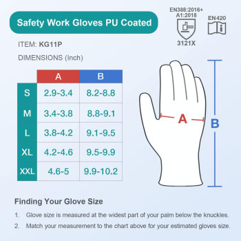 Kaygo Safety Work Gloves Pu Coated12 Pairs Kg11Pb Seamless Knit Glove With Polyurethane Coated Smooth Grip On Palmfingers F