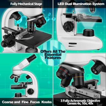 Svbony Sv605 Compound Binocular Microscope For Students 80X1600X Twolayer Mechanical Stage Microscope Dual Led Illumination