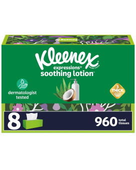 Kleenex Lotion Facial Tissues With Coconut Oil 4 Flat Boxes 180 Tissues Per Box 3Ply