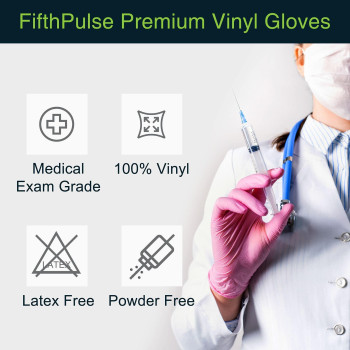 Fifthpulse Pink Vinyl Disposable Gloves X Large 50 Pack Latex Free Powder Free Medical Exam Gloves Surgical Home Cleaning