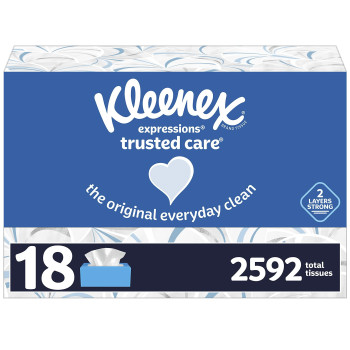 Kleenex Expressions Trusted Care Facial Tissues 18 Boxes 144 Tissues Per Box 2Ply 2592 Total Tissues