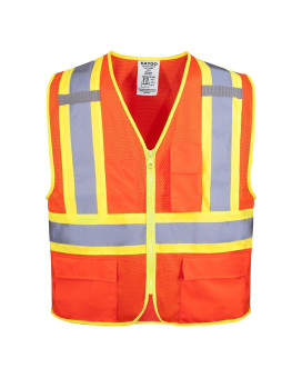 Kaygo High Visibility Safety Vests Kg0100 Reflective Vest With Pockets And Zipper Ansi Type R Class 2 Not Frorange Xl