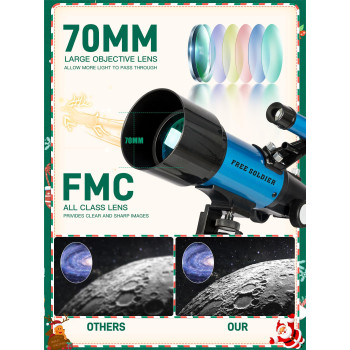 Telescope For Adults Astronomy Beginners 70Mm Aperture And 400Mm Focal Length Professional Refractor Telescope With Remote Gre