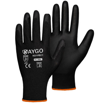 Kaygo Safety Work Gloves Pu Coated60 Pairs Kg11Pb Seamless Knit Glove With Polyurethane Coated Smooth Grip On Palmfingers F