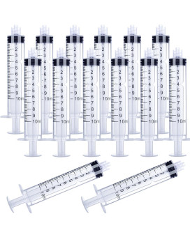 10Ml Luer Lock Syringe 20Pack Plastic 10Ml Syringes With Luer Lock Tip Individually Sterile Sealed No Needle