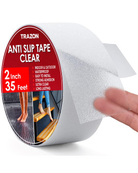 Grip Tape Heavy Duty Anti Slip Tape Clear Outdoorindoor 2In35Ft Non Slip Rollstickers Easy To Cut Waterproof For Bathtub