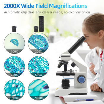 Swift Compound Monocular Microscope Kit For Students Beginners 80X2000X Stem Kit With All Metal Body Microscope Carrying Box