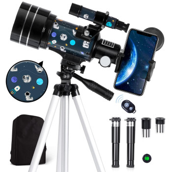 Telescope For Adults Astronomy 70Mm Aperture 300Mm Focal Length Portable Astronomical Telescope For Beginners Age Over 8 Years