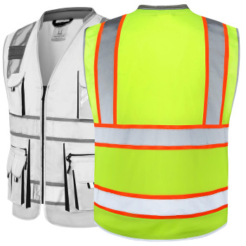 Jksafety 10 Pockets Class 2 Hivis Zipper Front Safety Vest Cushioned Collar High Reflective Tapes With Extended Neon Orange