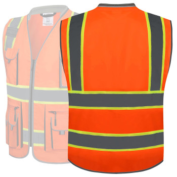 Jksafety 10 Pockets Class 2 Hivis Zipper Front Safety Vest Cushioned Collar High Reflective Tapes With Extended Neon Yellow