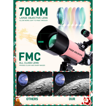 Telescope For Astronomy Beginners 70Mm Aperture And 400Mm Focal Length Professional Refractor Telescope For Adults Great Astro