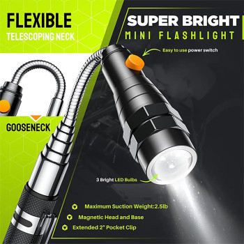 Telescoping Magnetic Pickup Tool Setextendable Magnet Flashlight With Inspection Mirror Birthday Gifts For Men Or Women Boyfr