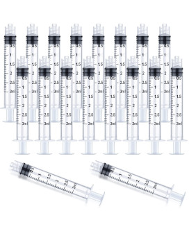 3Ml Luer Lock Syringe 20Pack Plastic 3Ml Syringes With Luer Lock Tip Individually Sterile Sealed No Needle 3Ml 2000