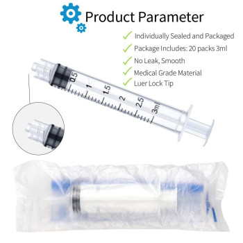 3Ml Luer Lock Syringe 20Pack Plastic 3Ml Syringes With Luer Lock Tip Individually Sterile Sealed No Needle 3Ml 2000