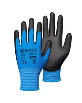 Kaygo Safety Work Gloves Pu Coated60 Pairs Seamless Knit Glove With Polyurethane Coated Smooth Grip On Palm Fingers For Men