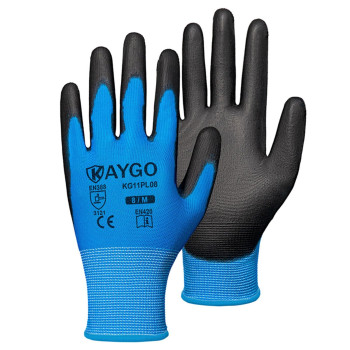 Kaygo Safety Work Gloves Pu Coated60 Pairs Seamless Knit Glove With Polyurethane Coated Smooth Grip On Palm Fingers For Men