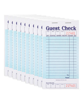 Stock Your Home Blue Guest Check Books For Servers 10 Pack Server Note Pads Waiter Checkbook Food Receipt Book Restaurant O