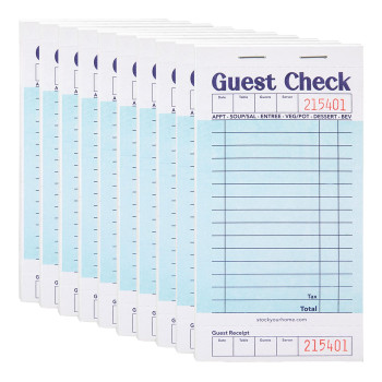 Stock Your Home Blue Guest Check Books For Servers 10 Pack Server Note Pads Waiter Checkbook Food Receipt Book Restaurant O