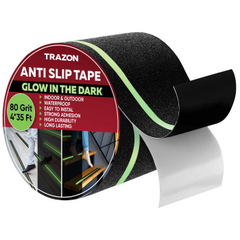 Grip Tape Glow In Dark Stripe Heavy Duty Anti Slip Tape For Stairs Outdoorindoor Waterproof 4 Inch X 35 Feet Non Skid Roll St